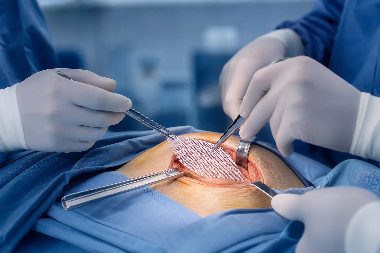 Plastia inguinal abierta con malla